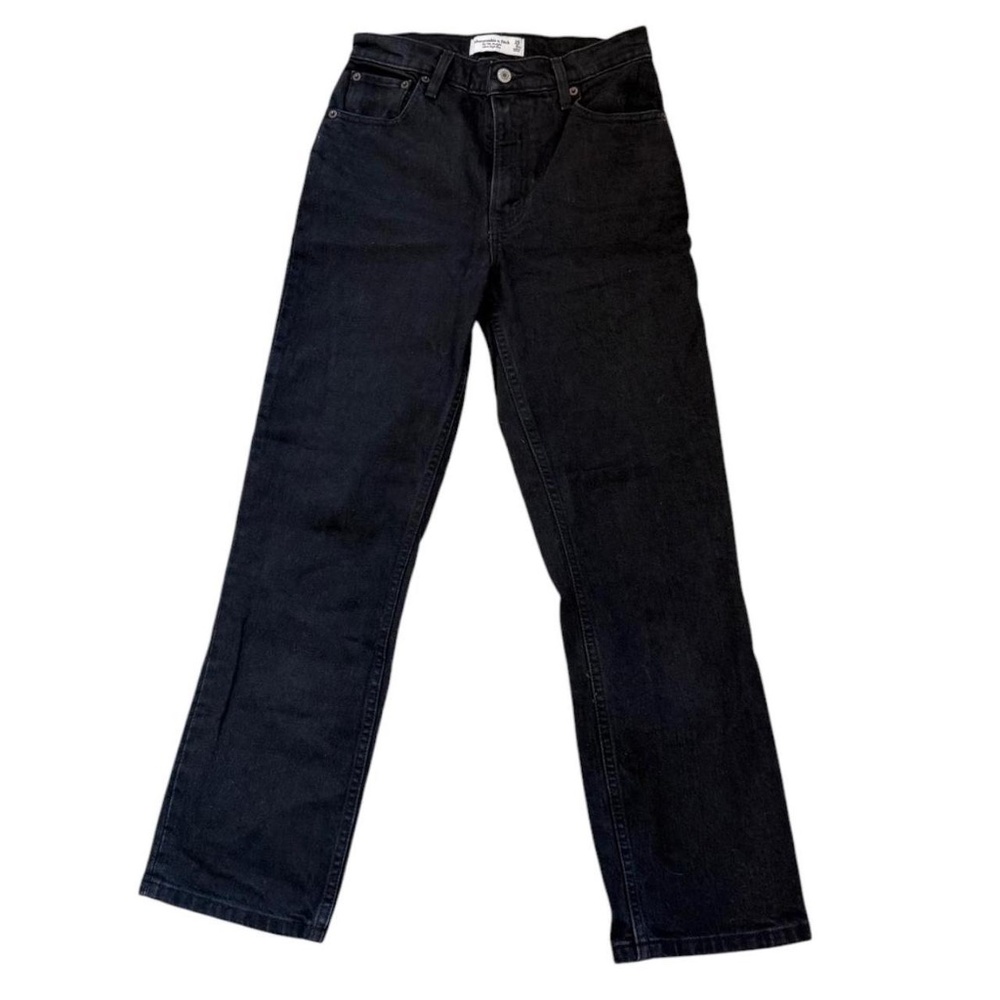 Abercrombie Ultra High Rise 90s Straight Jean SATURATED BLACK 25 X-SHORT